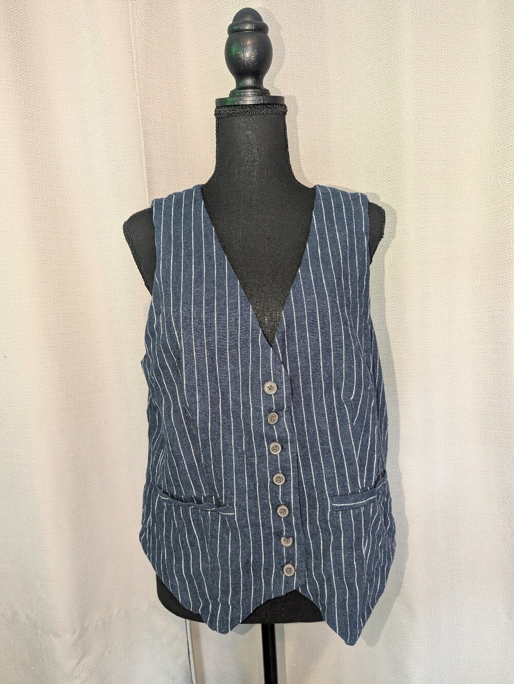 a new day Navy Blue Pinstripe Vest